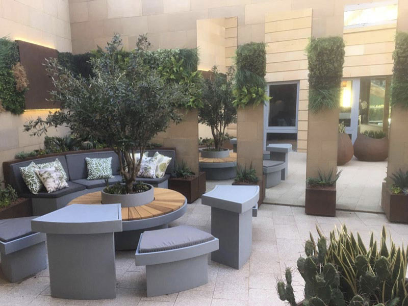 Bespoke cushions for staff garden